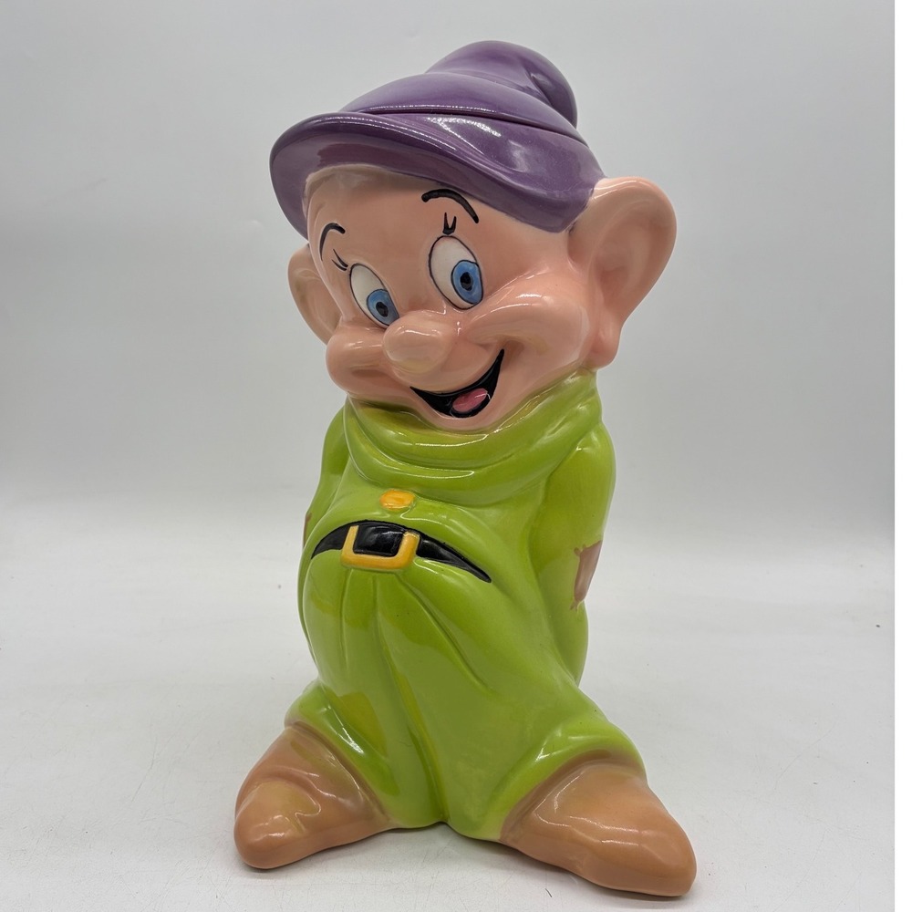Disney Snow White Seven Dwarfs Dopey Ceramic Cookie Jar 14.5 Inch Vintage